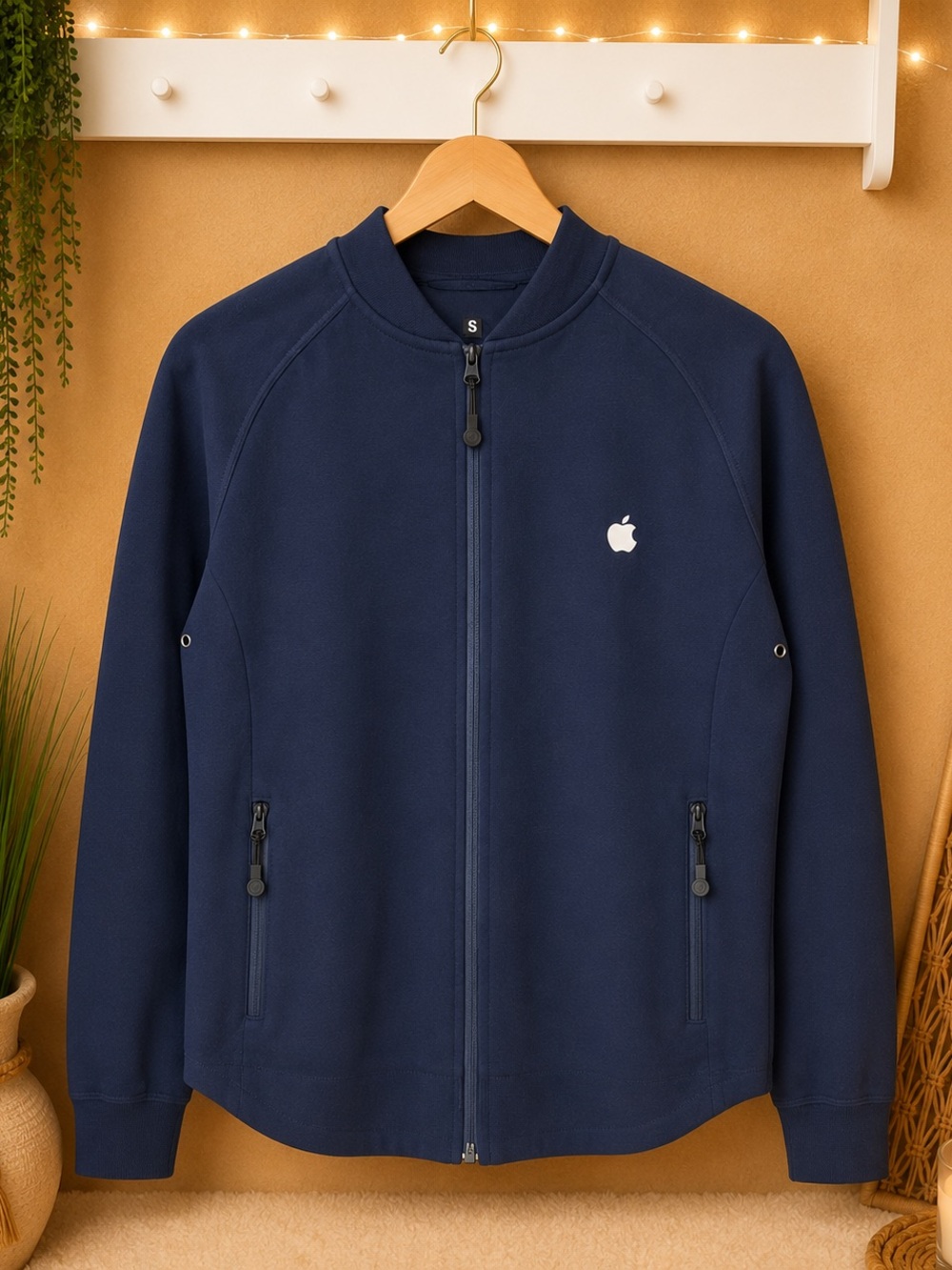 NEW✨Apple Store Employee Zippered Jacket Navy Blue Embroidered Logo S Rare